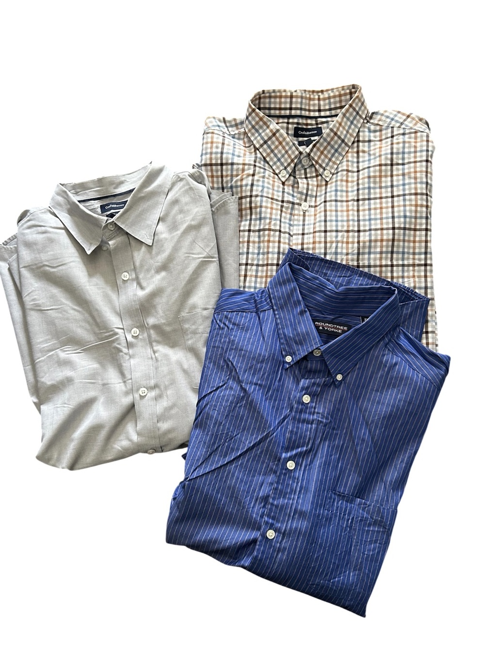 Men’s 2XT Button Down Dress Shirt Bdl of 3 Long Sleeve Croft&Barrow & Roundtree